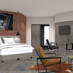 Hotelzimmer Industrie Beton Dunkel Schwarz