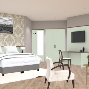 Hotelzimmer Landhausstil Pistaziengrün